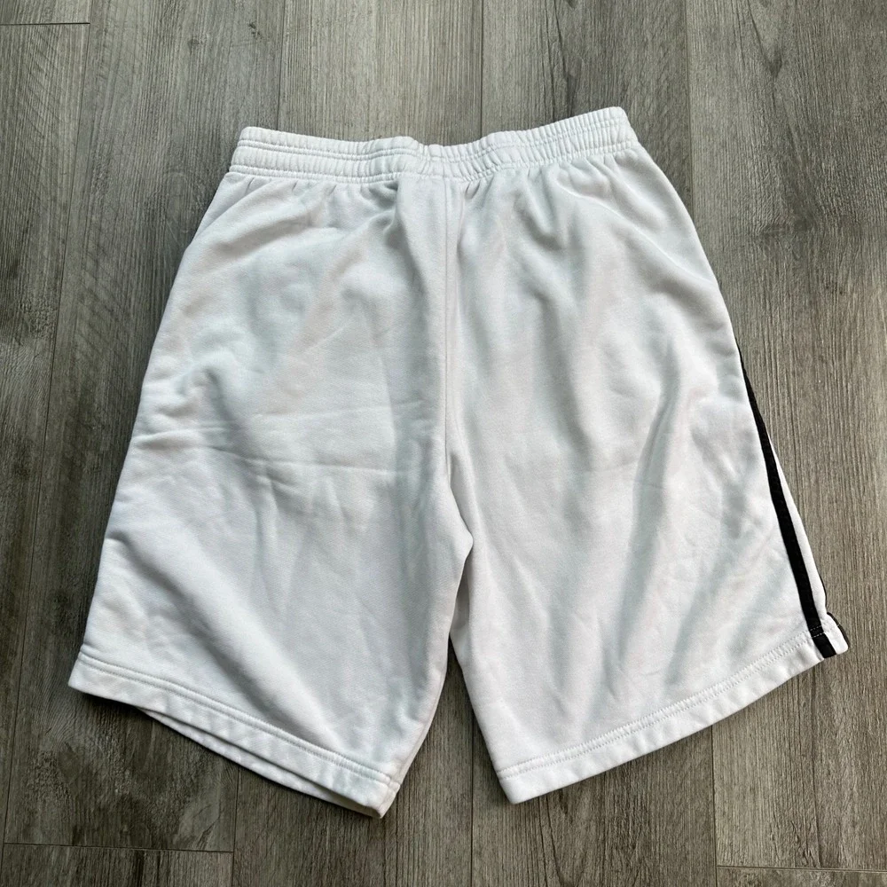 Adidas White Black Stripe Shorts L Baggy y2k cotton